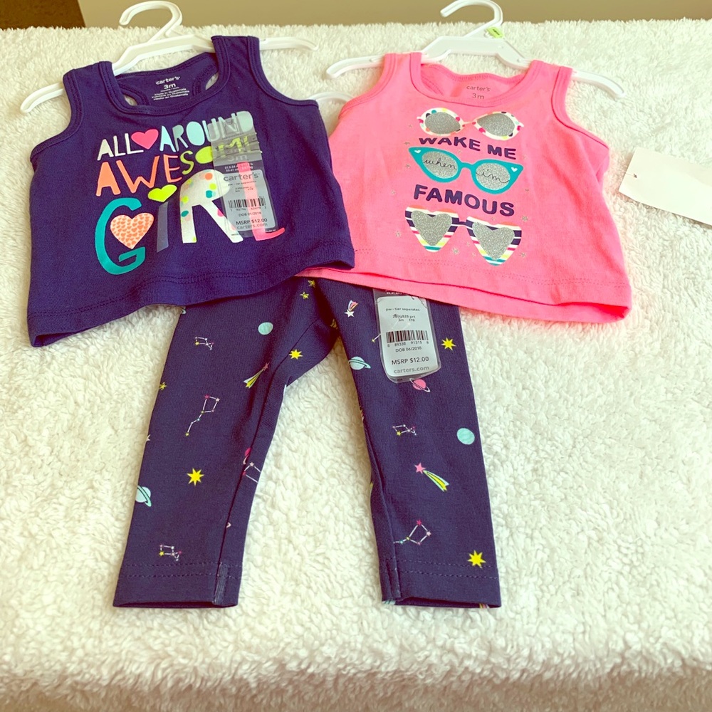 Carter’s Baby Girl Tank Tops and Pants Set Size 3 Months NWT